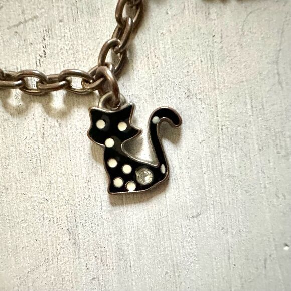 Silver tone enamel charm bracelet - Picture 5 of 12